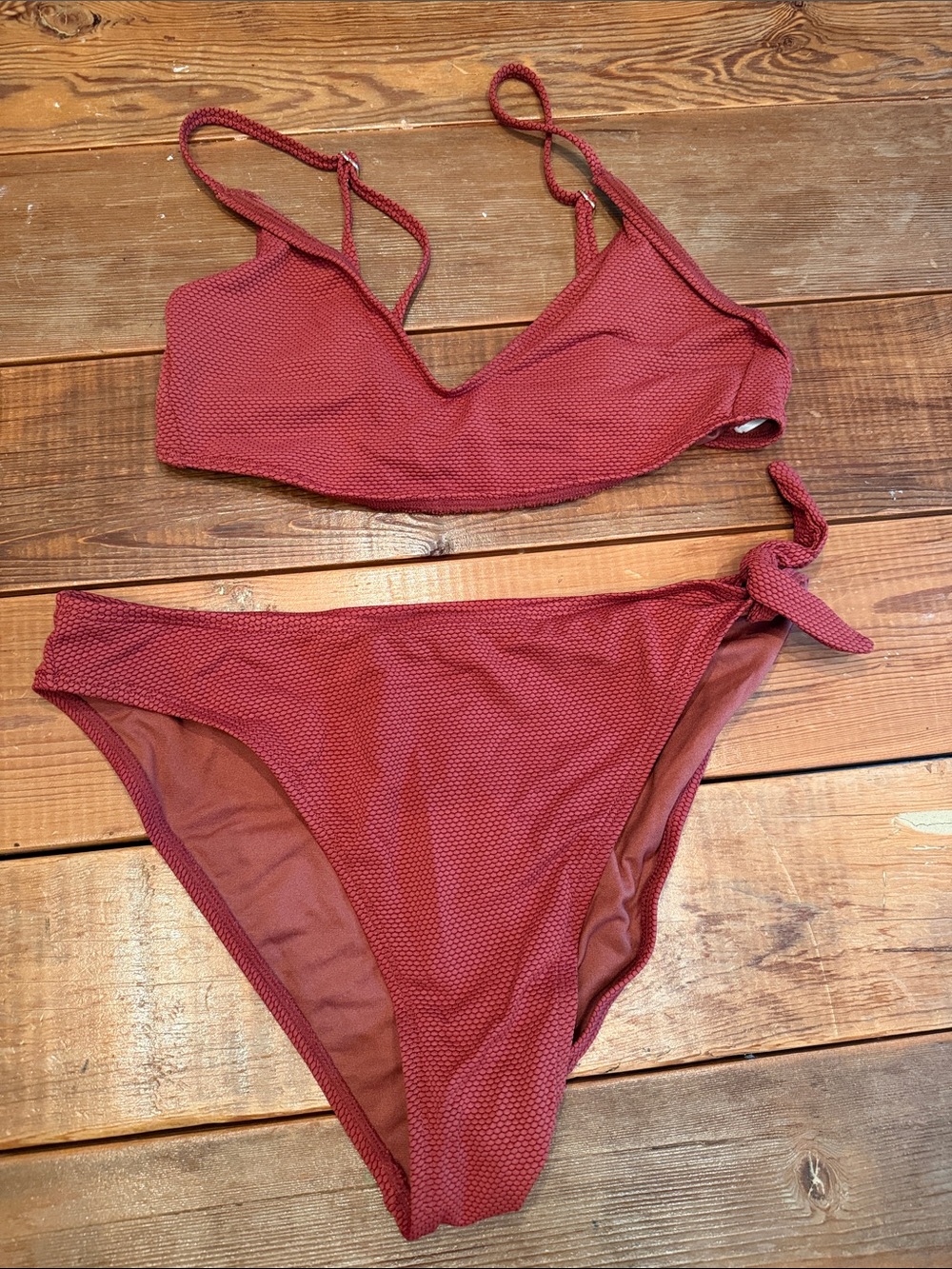 wild fable Rust Red Textured Two-Piece Bikini
